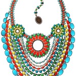 Necklace Miranda Konstantinidou Ethnic Mosaic SS2014, blue, yellow, green and orange stones