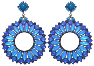 Earrings Miranda Konstantinidou Ethnic Mosaic SS2014, blue stones and Svarovski